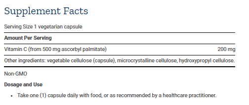 Tabela Nutricional Ascorbyl Palmitate 500 mg - 100 caps