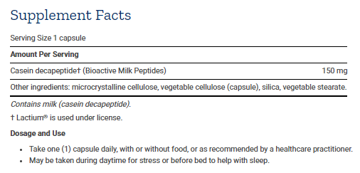 Tabela Nutricional Bioactive Milk Peptides - 30caps