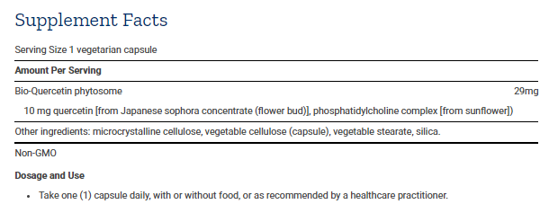 Tabela Nutricional Bio-Quercetin - 30caps