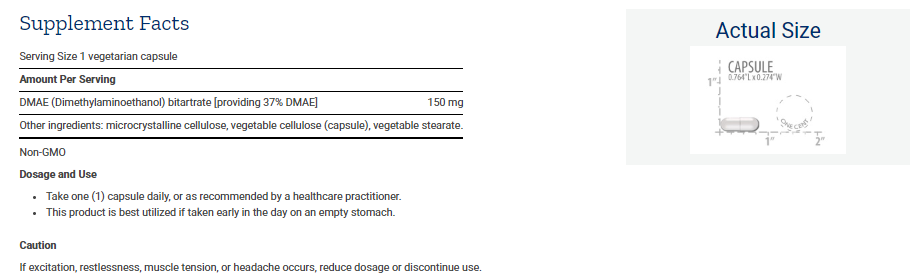 Tabela Nutricional DMAE Bitartrate -  200caps