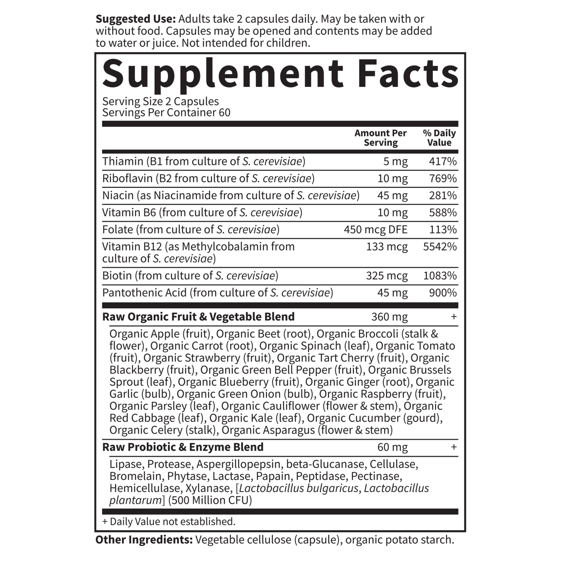 Tabela Nutricional Vitamin Code® Raw B-Complex 