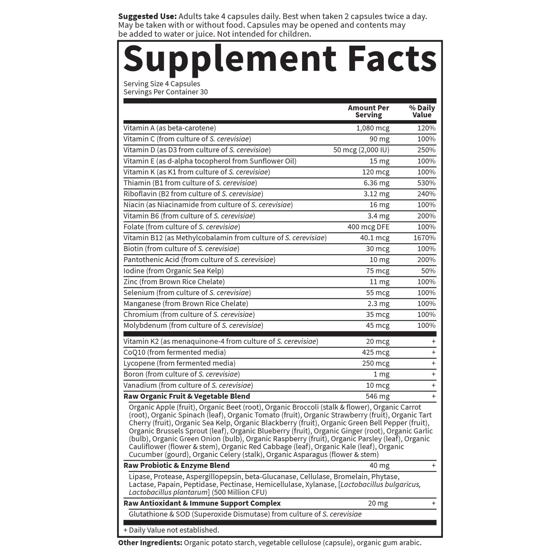 Tabela Nutricional Vitamin Code 50 & Wiser Men
