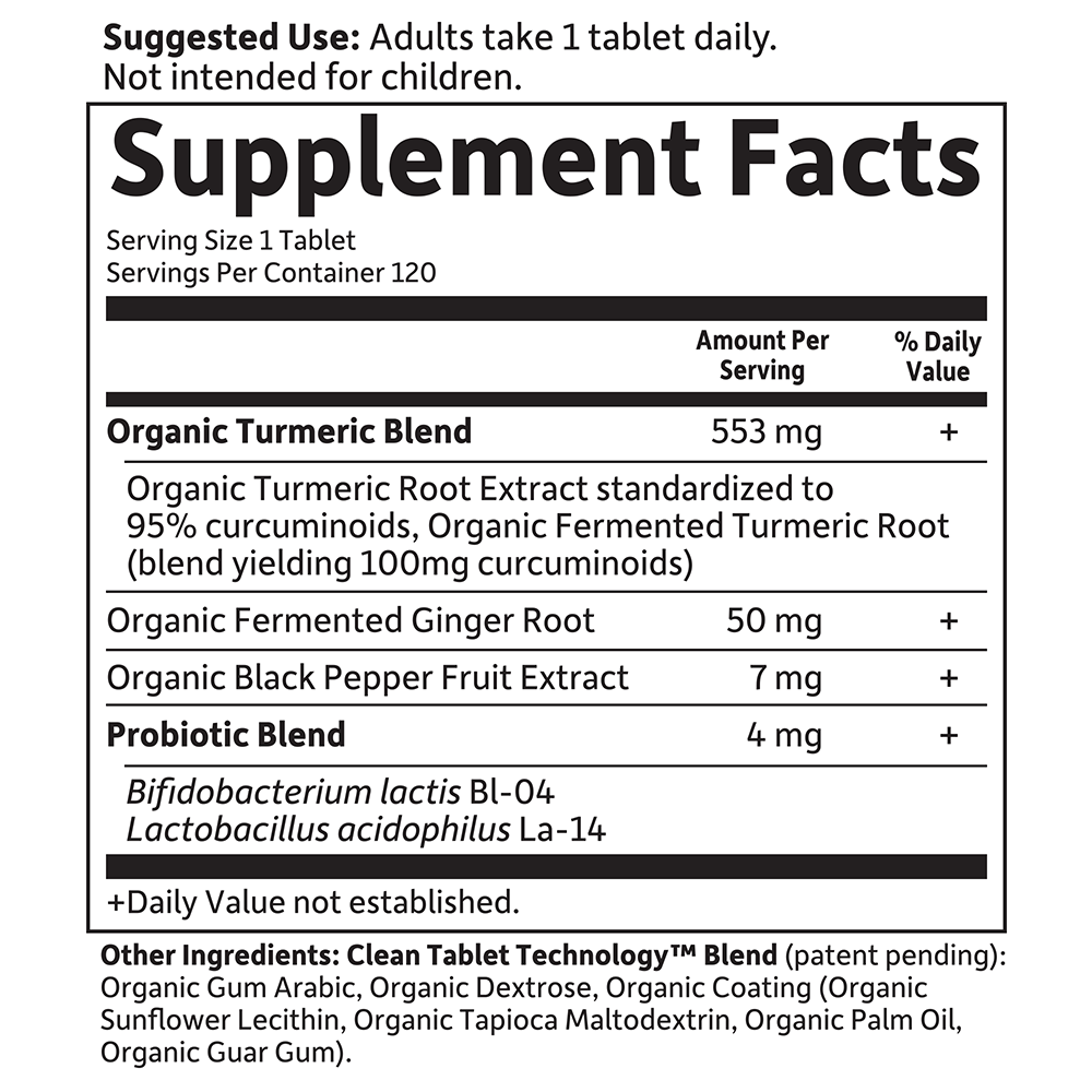 Tabela Nutricional mykind Organics Extra Strength Turmeric
