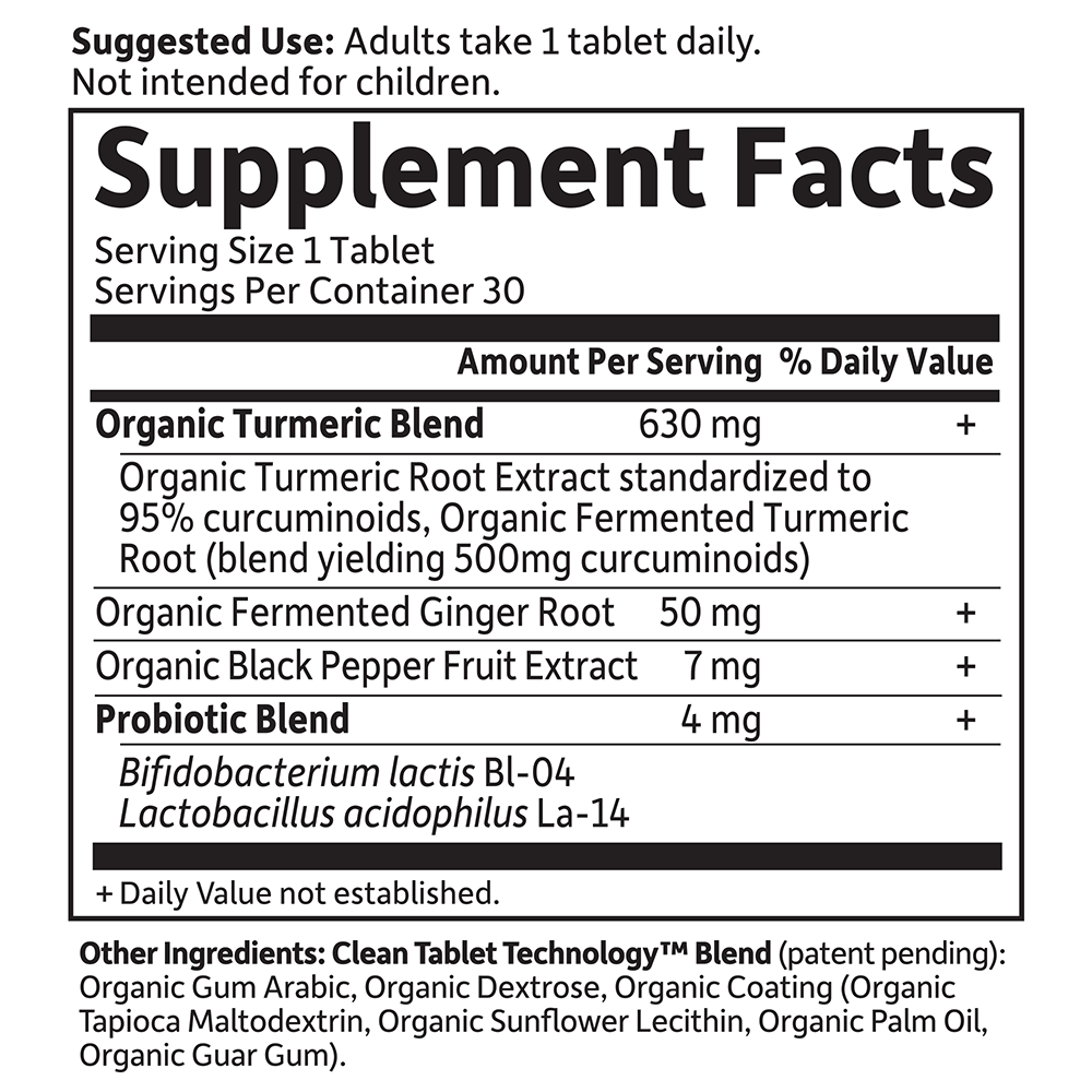 Tabela Nutricional Mykind Organics Maximum Strength Turmeric 30 Vegan Tablets