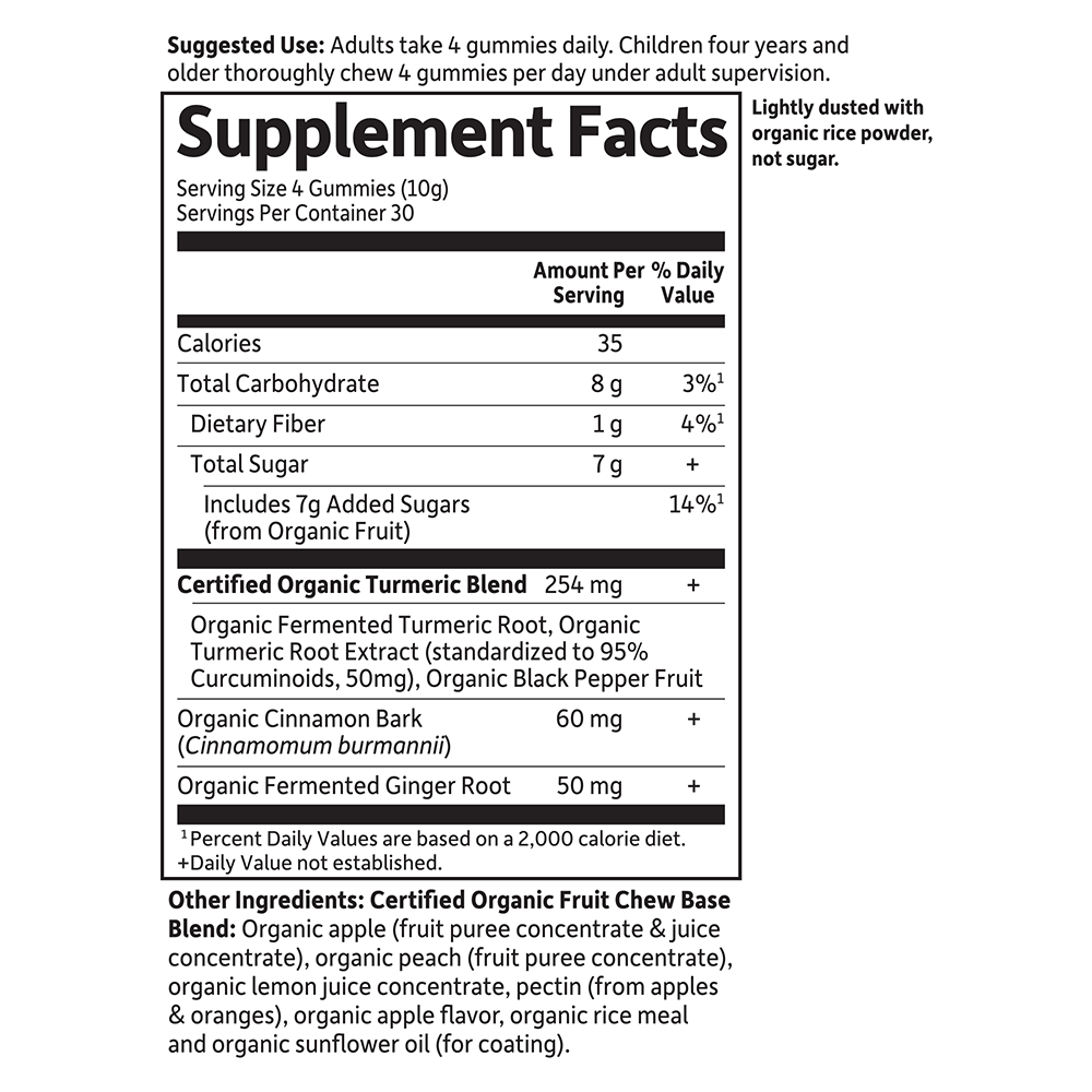 Tabela Nutricional Mykind Organics Turmeric Inflammatory Response Gummy 120 Vegan Gummy Drops