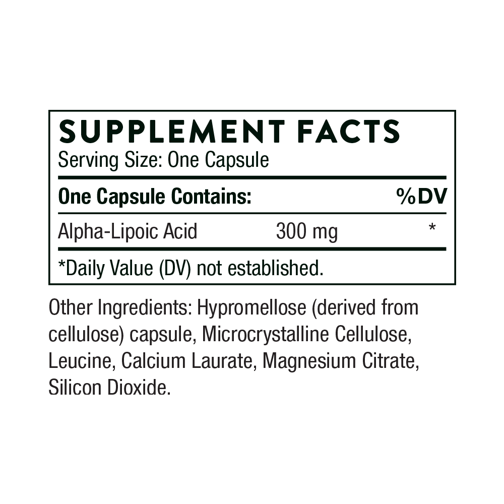 Tabela Nutricional Alpha-Lipoic Acid