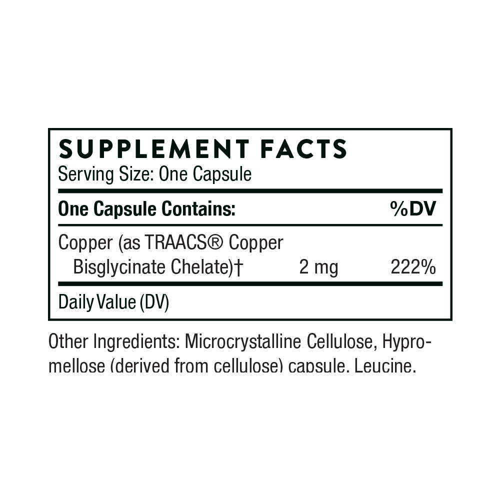 Tabela Nutricional Copper Bisglycinate