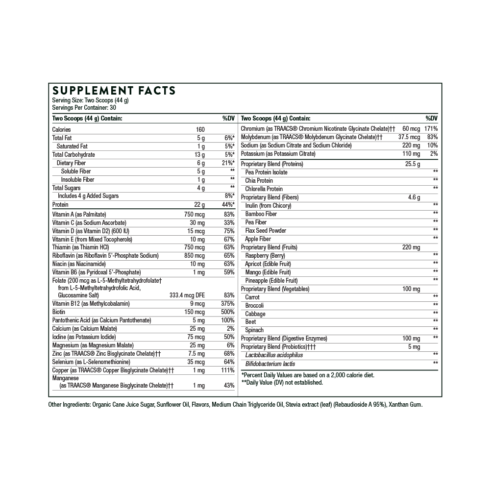 Tabela Nutricional MediPro Vegan - Vanilla