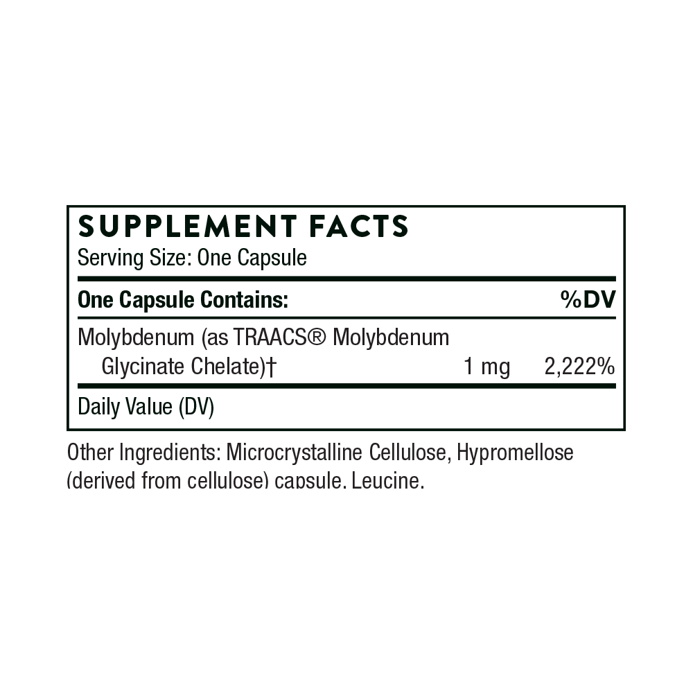 Tabela Nutricional Molybdenum Glycinate