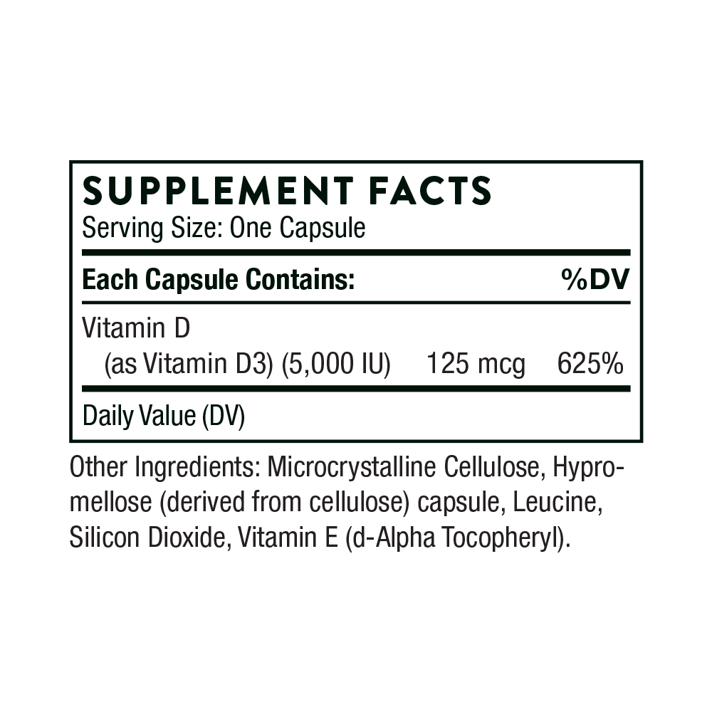 Tabela Nutricional Vitamin D-5,000 - NSF Certified for Sport