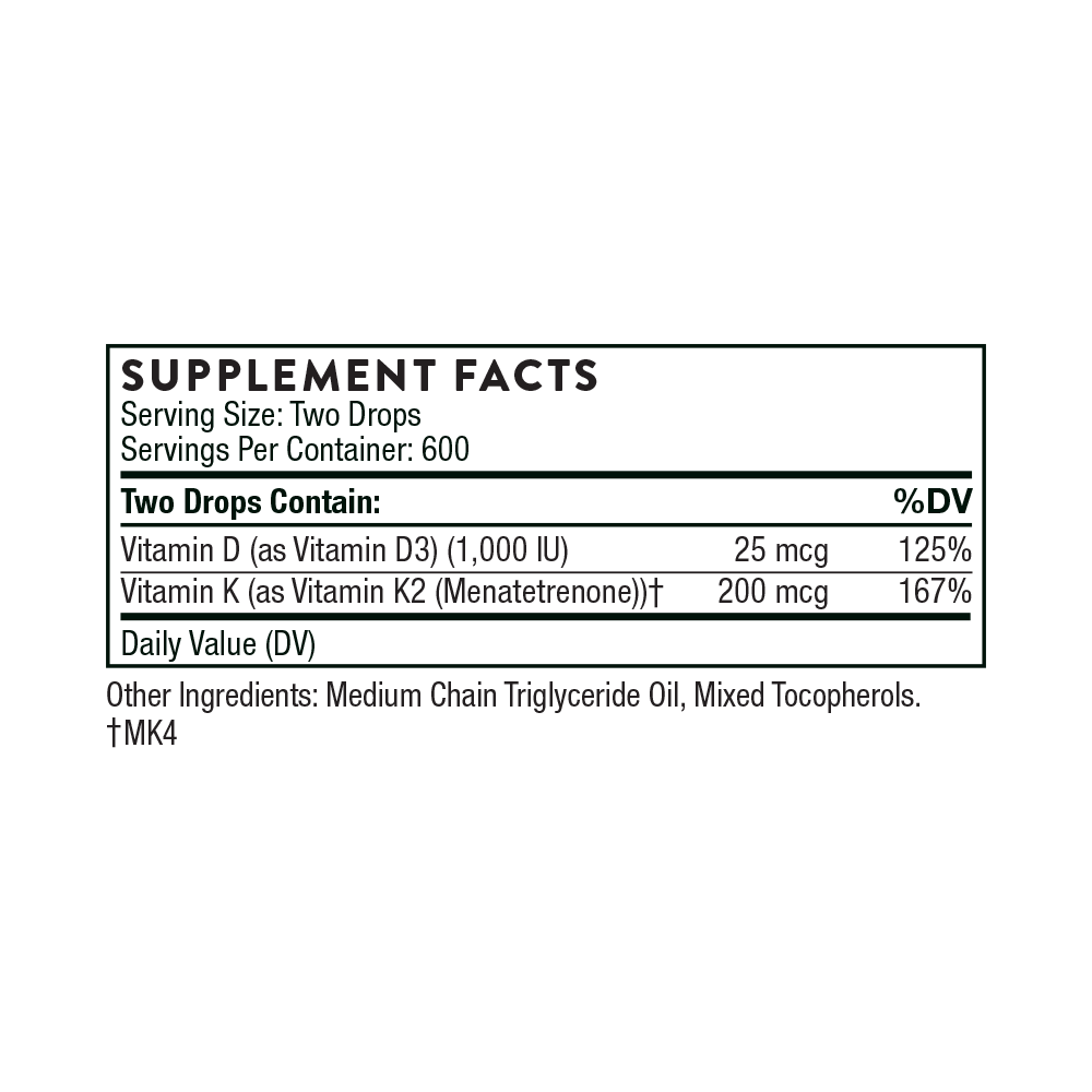Tabela Nutricional Vitamin D/K2 Liquid