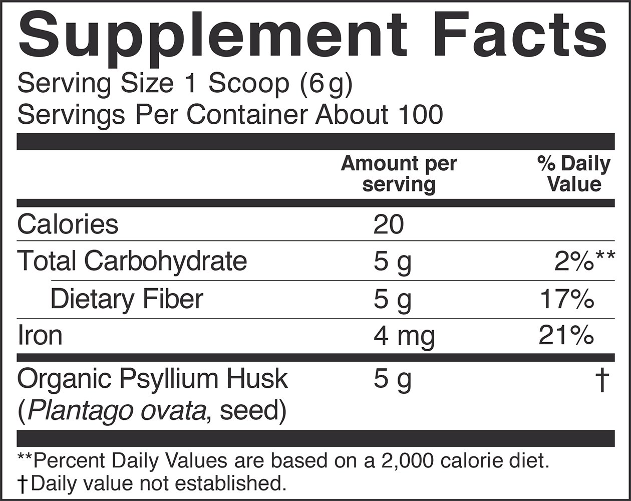 Tabela Nutricional Psyllium Husk Powder - Orange