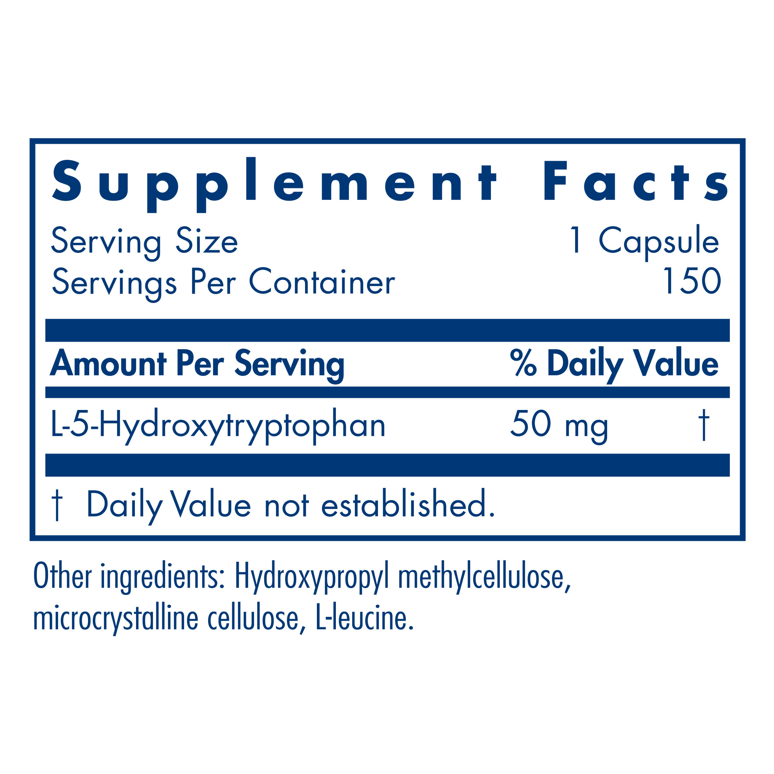 Tabela Nutricional 5-HTP 50 mg