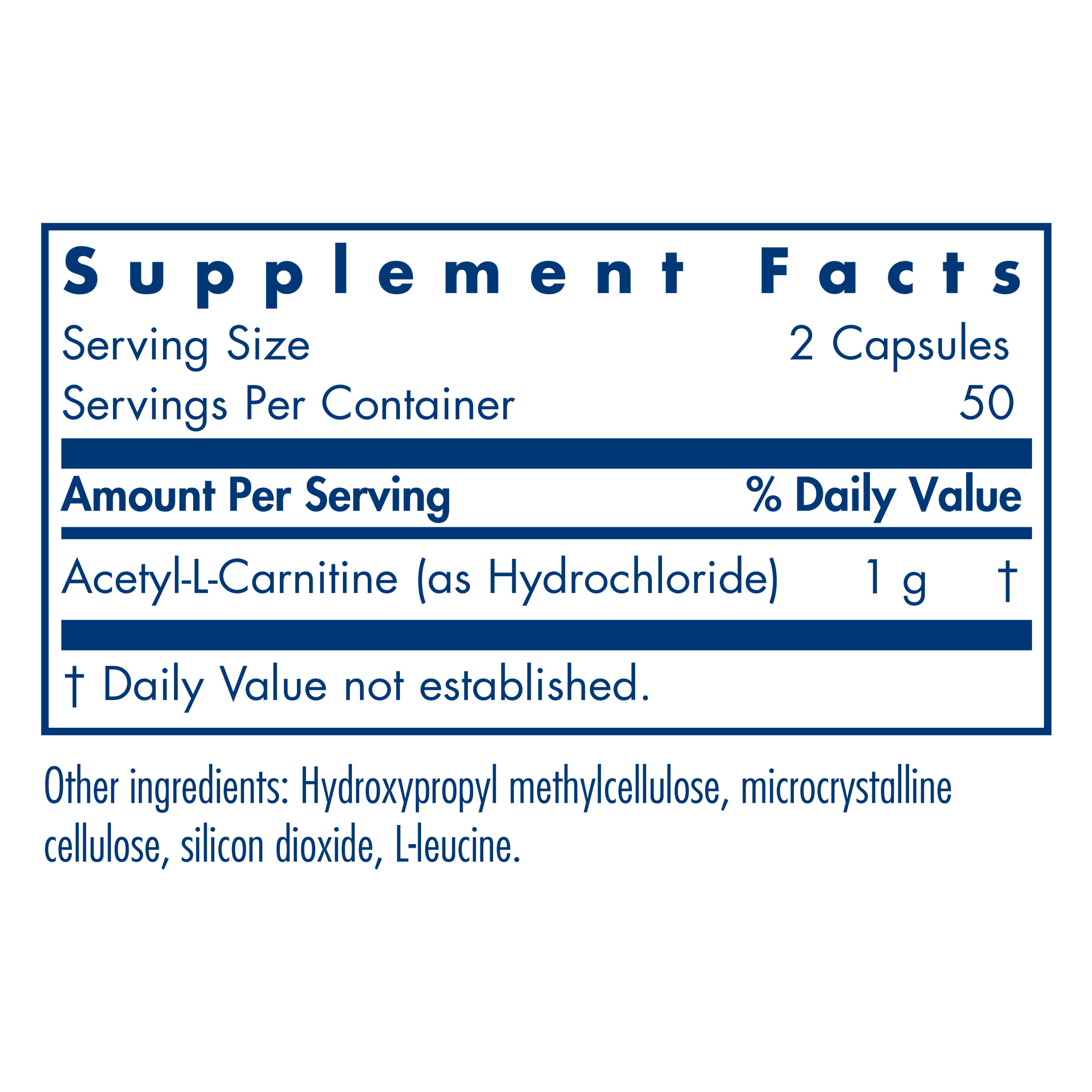 Tabela Nutricional Acetyl-L-Carnitine 500 Mg 100 Vegetarian Caps