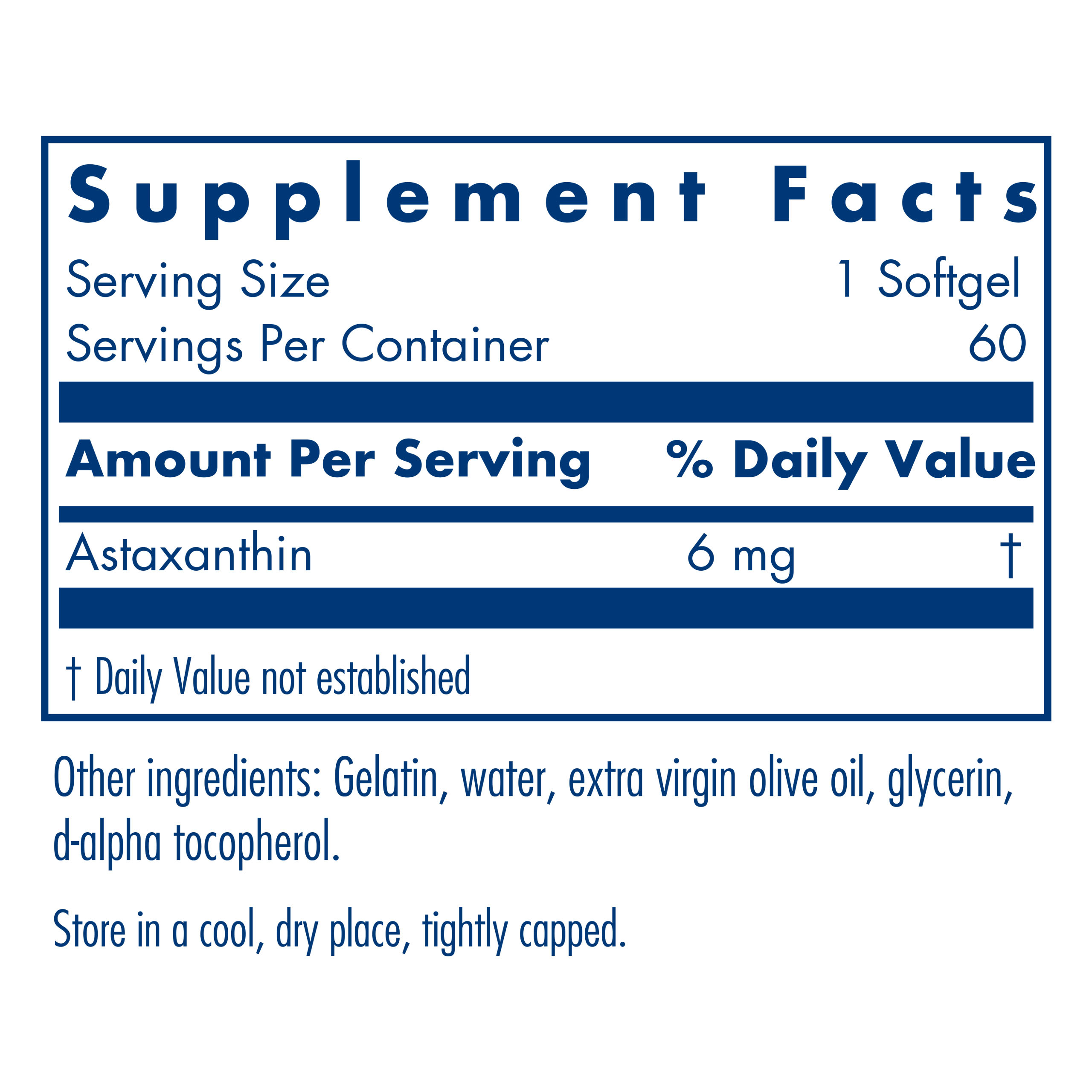 Tabela Nutricional Astaxanthin 6 mg