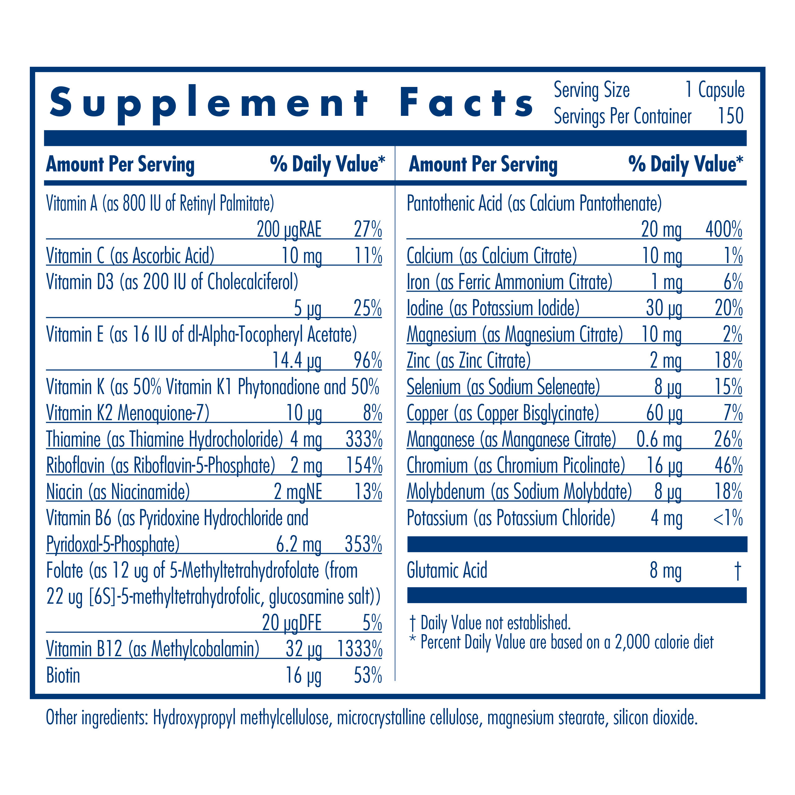 Tabela Nutricional Children's Multi-Vi-Min® 150 Vegetarian Caps