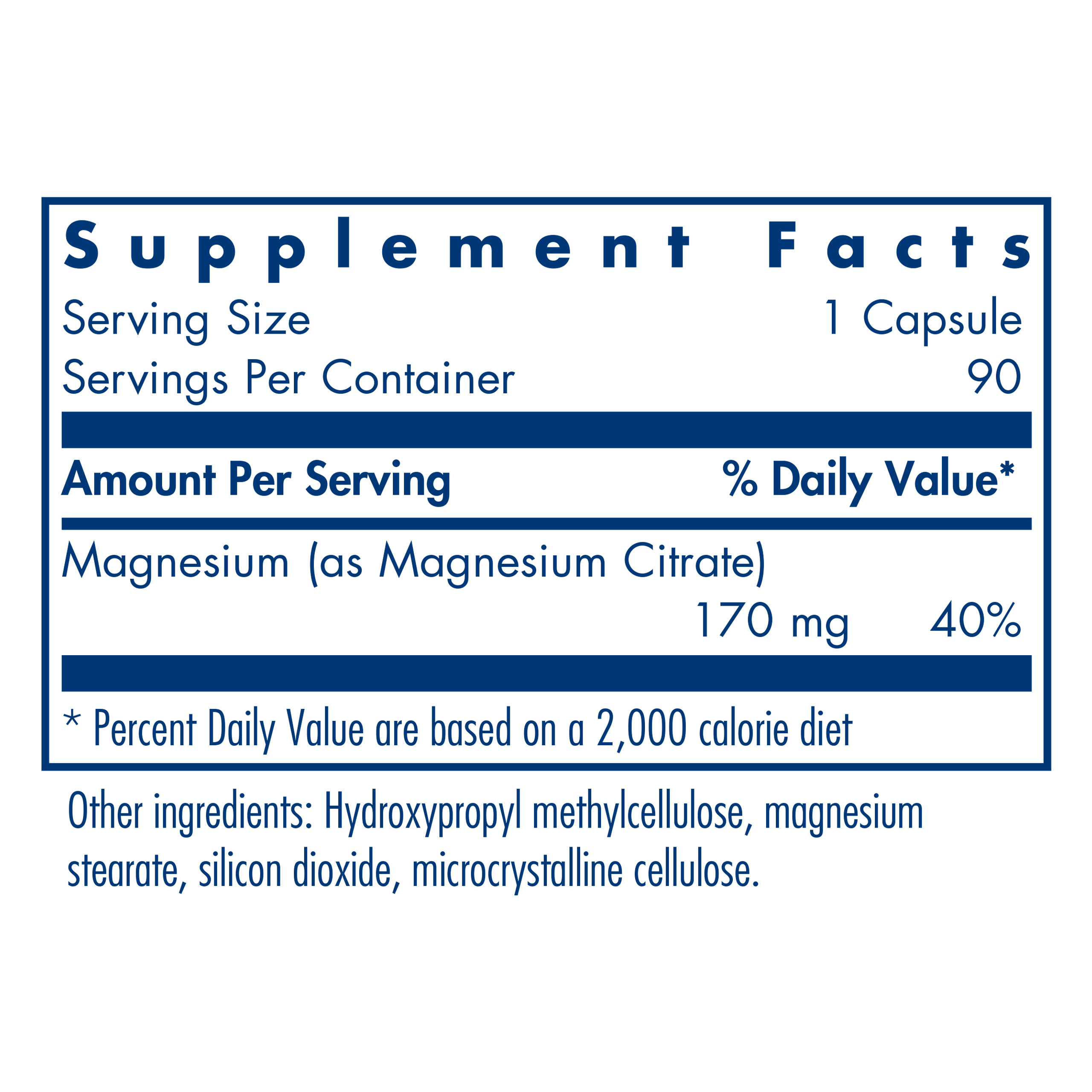 Tabela Nutricional Magnesium Citrate