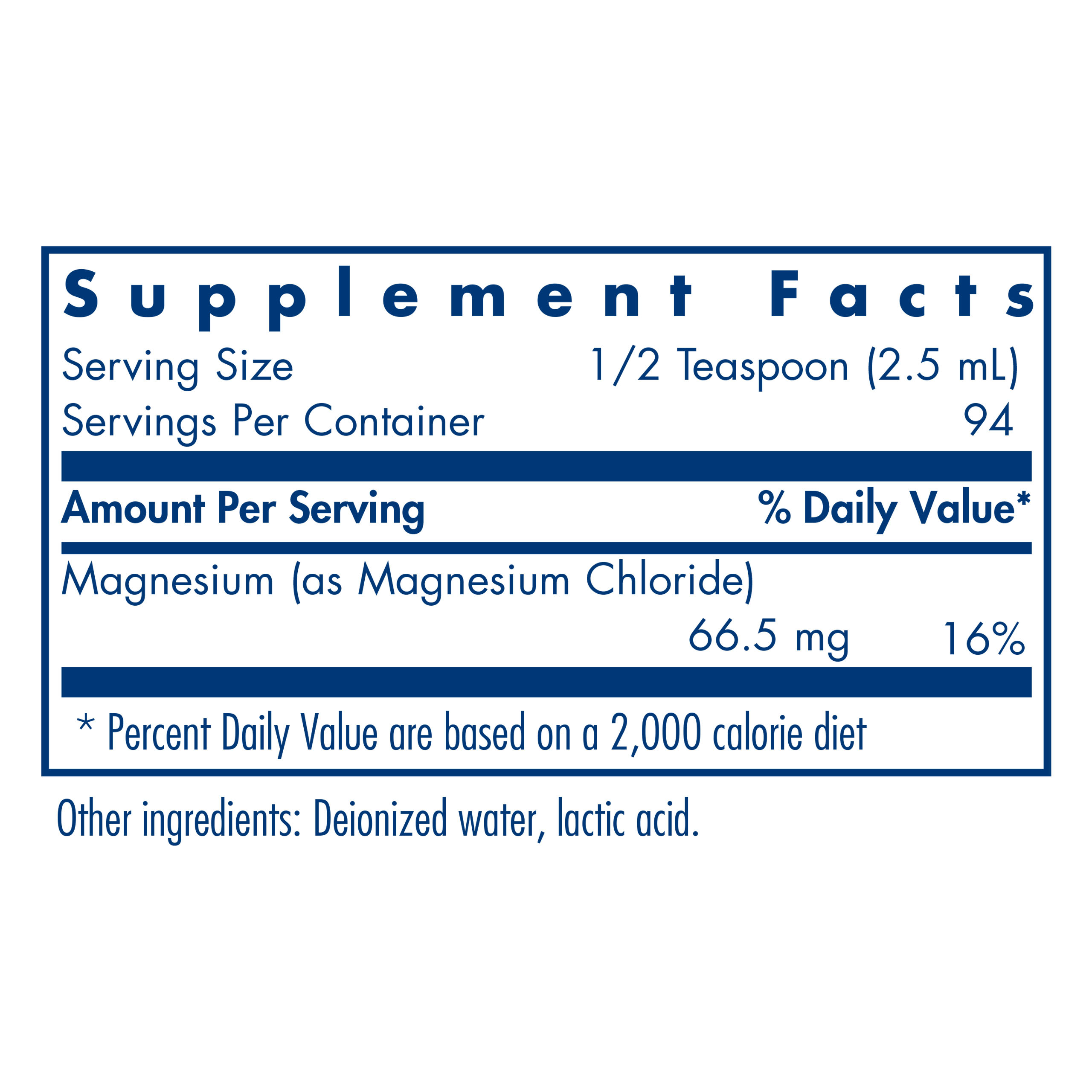 Tabela Nutricional Solution of Magnesium 236 mL 