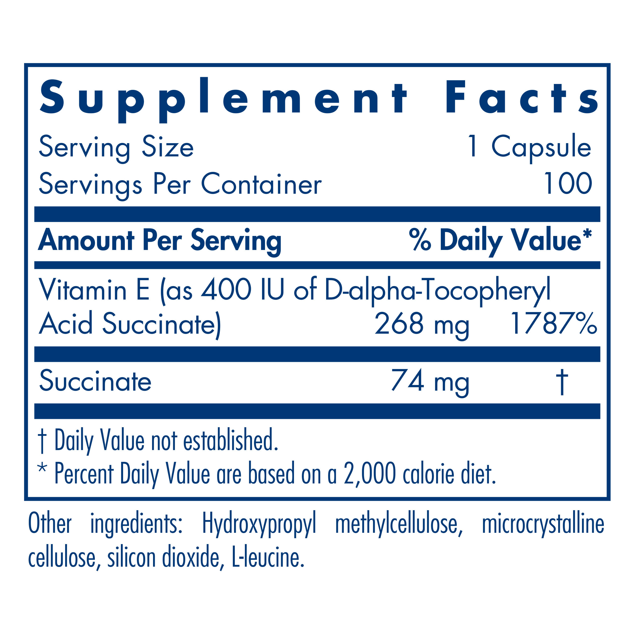 Tabela Nutricional Vitamin E Succinate