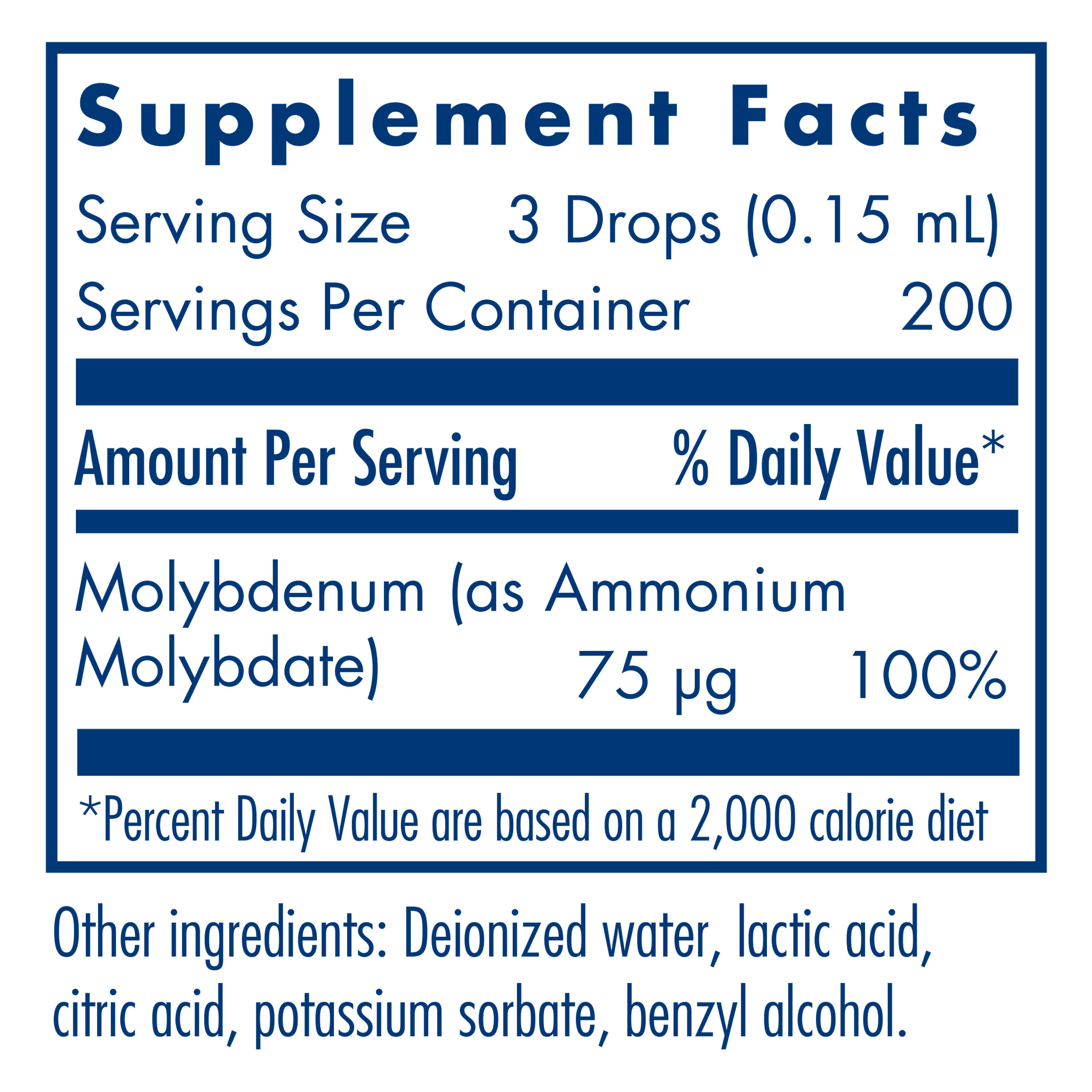 Tabela Nutricional Liquid Molybdenum