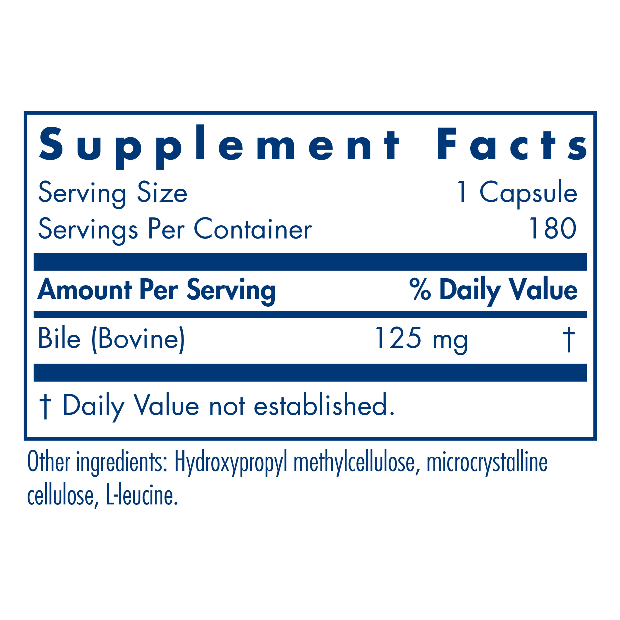 Tabela Nutricional Ox Bile 125 mg