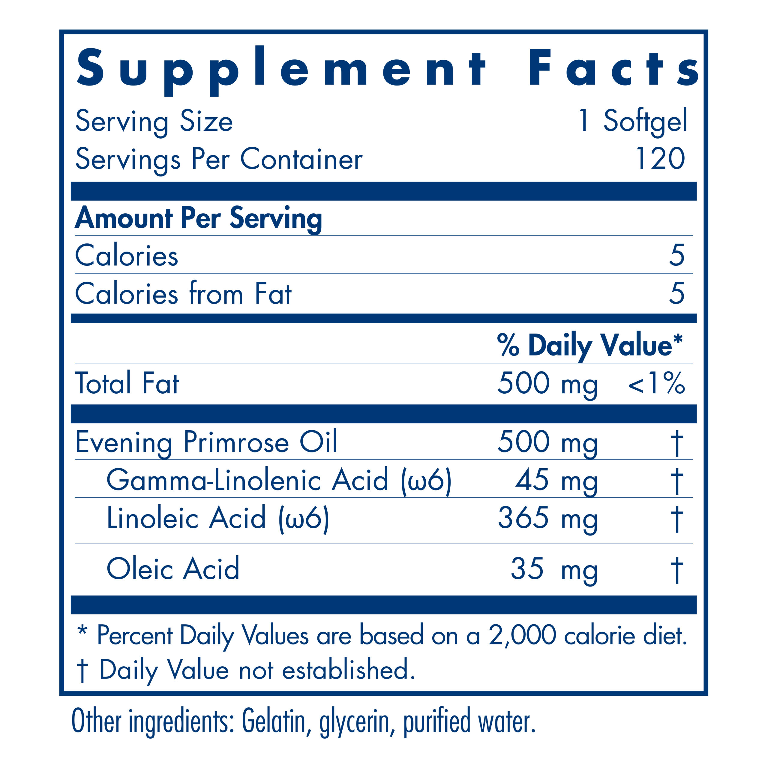 Tabela Nutricional EPO 120 Softgels