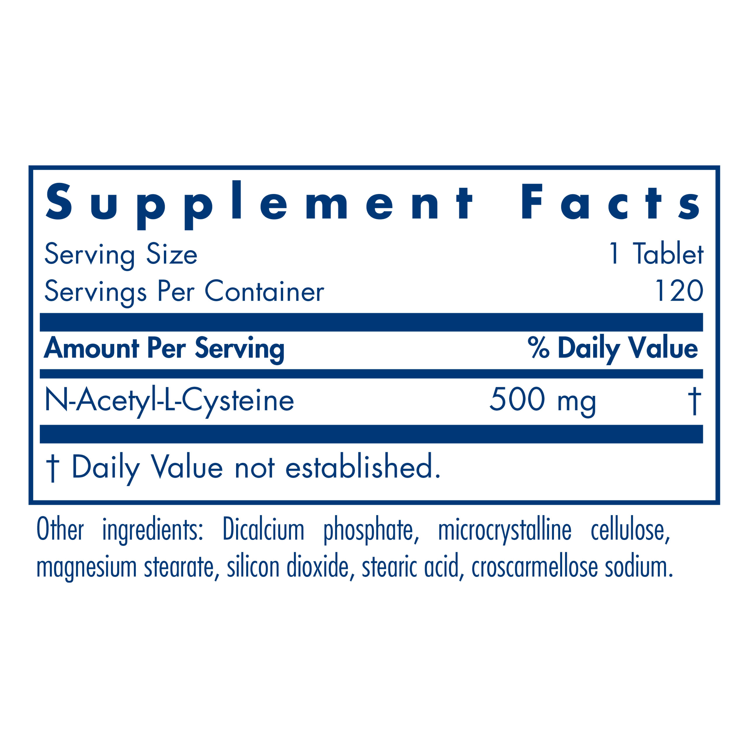 Tabela Nutricional NAC N-Acetyl-L-Cysteine