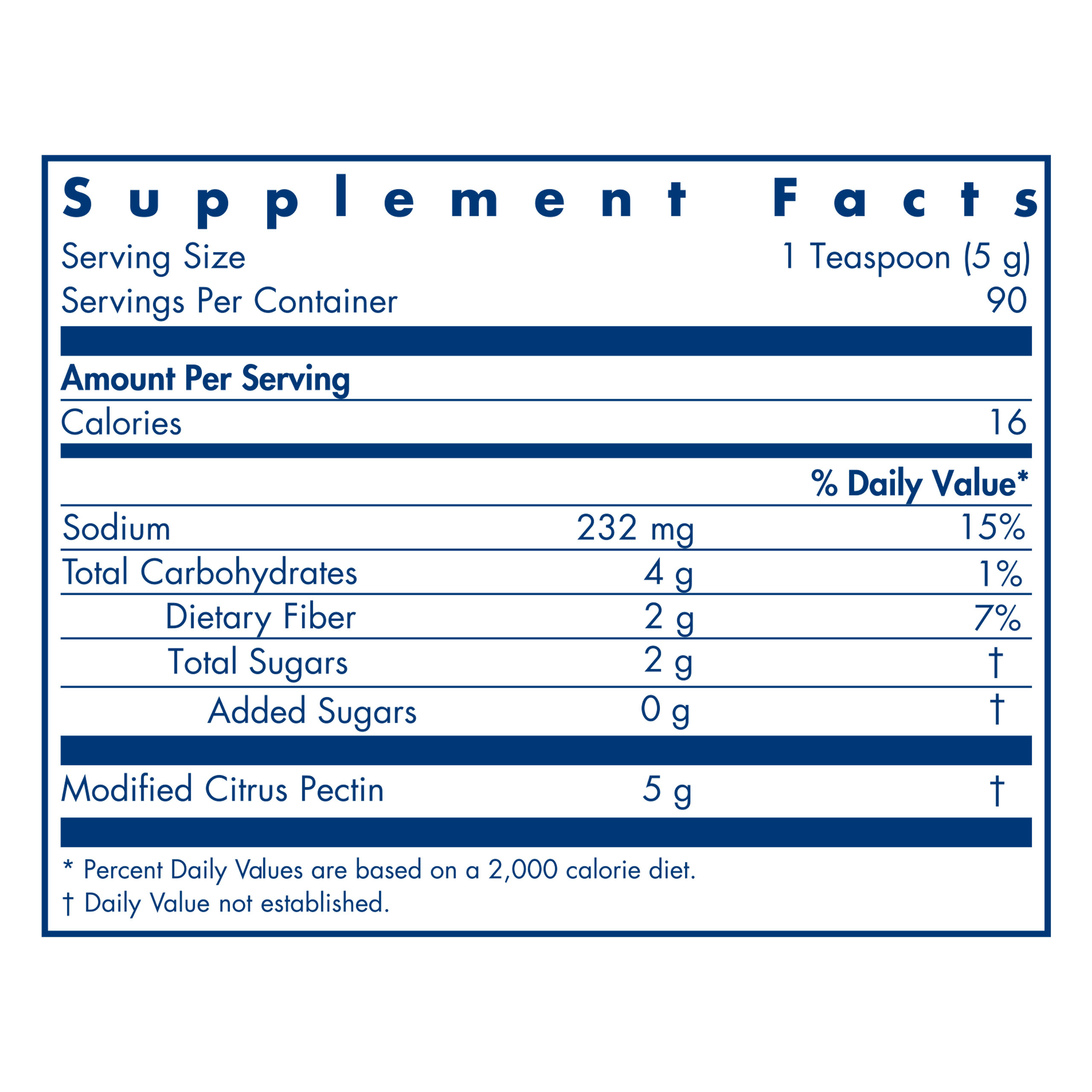 Tabela Nutricional Modified Citrus Pectin Powder