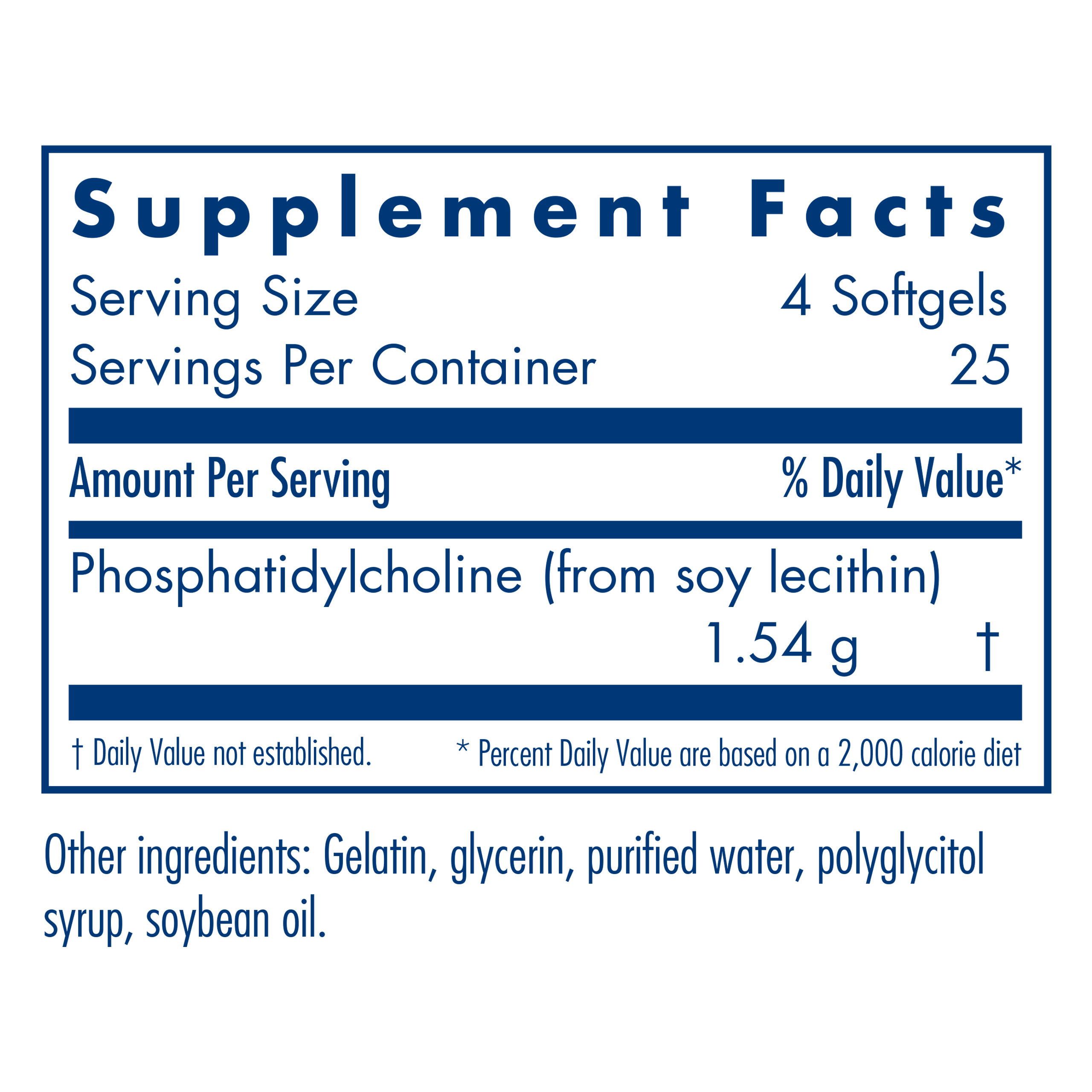 Tabela Nutricional Phosphatidyl Choline 100 Softgels