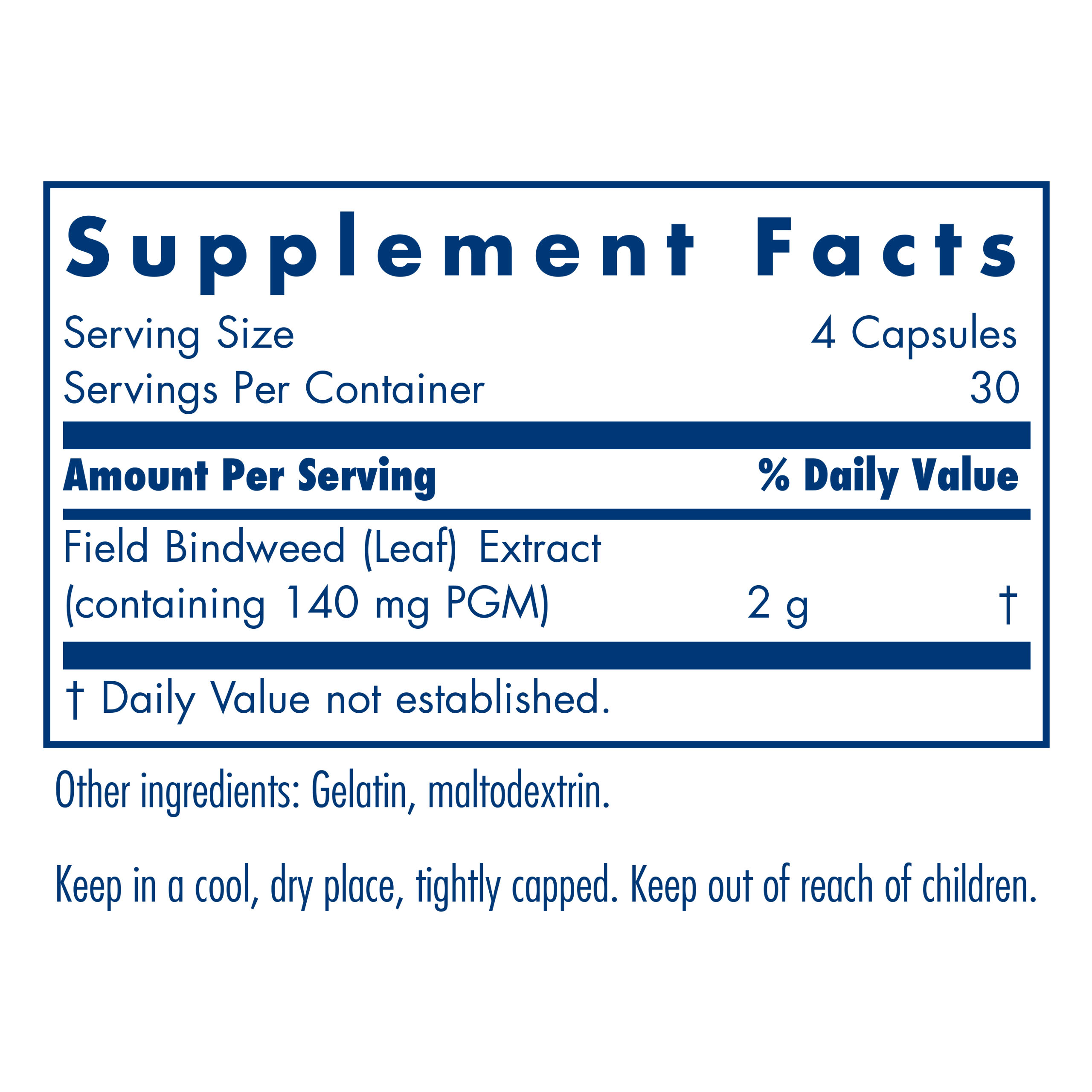 Tabela Nutricional VascuStatin Formula Convolvulu