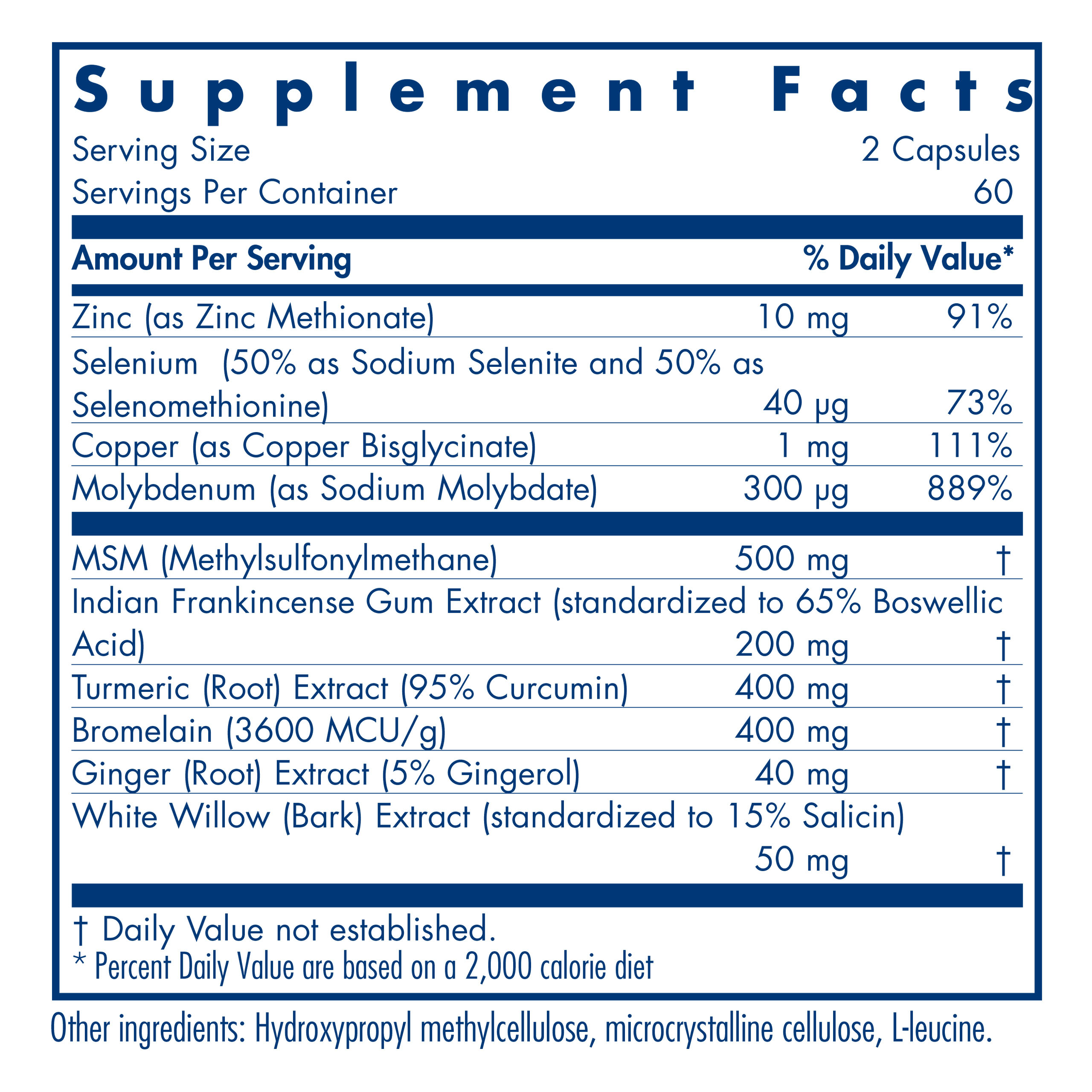 Tabela Nutricional InflaMed 120 Vegetarian Capsules