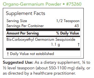 Tabela Nutricional Organo-germânio Ge-132 em pó 50 gramas