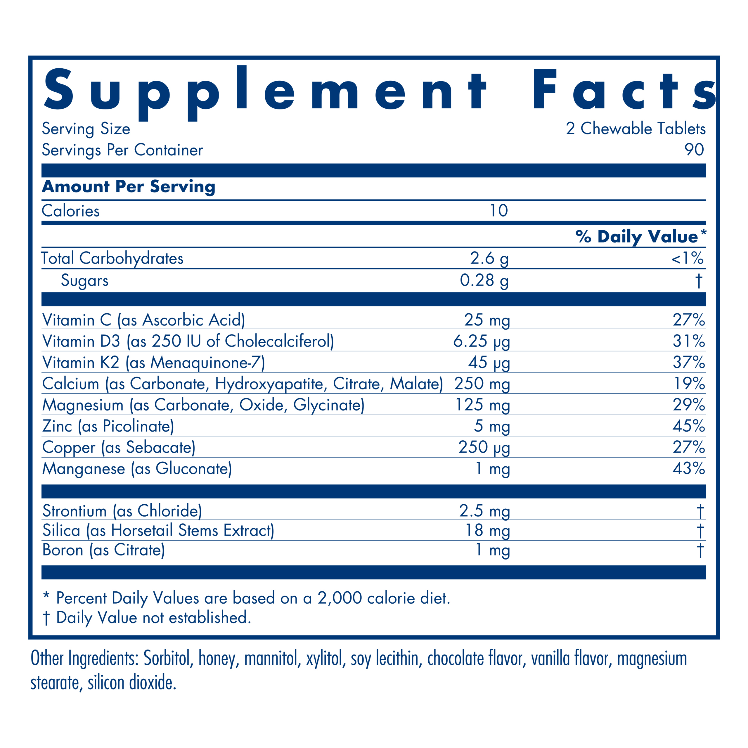 Tabela Nutricional Osteo-Vi-Min® 180 Chewable tablets