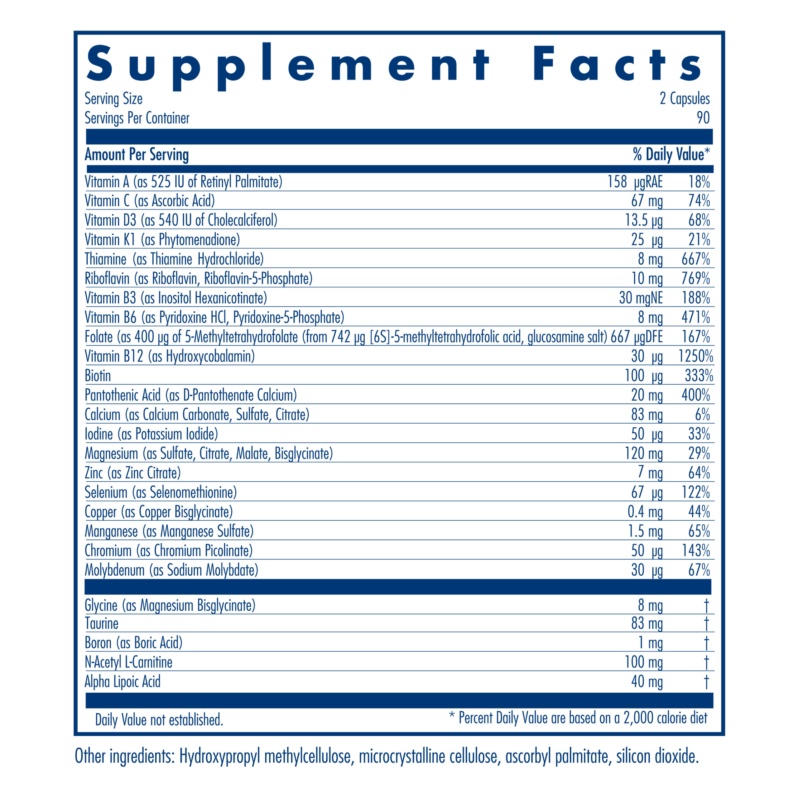 Tabela Nutricional MVM-A 180 Vegetarian Capsules