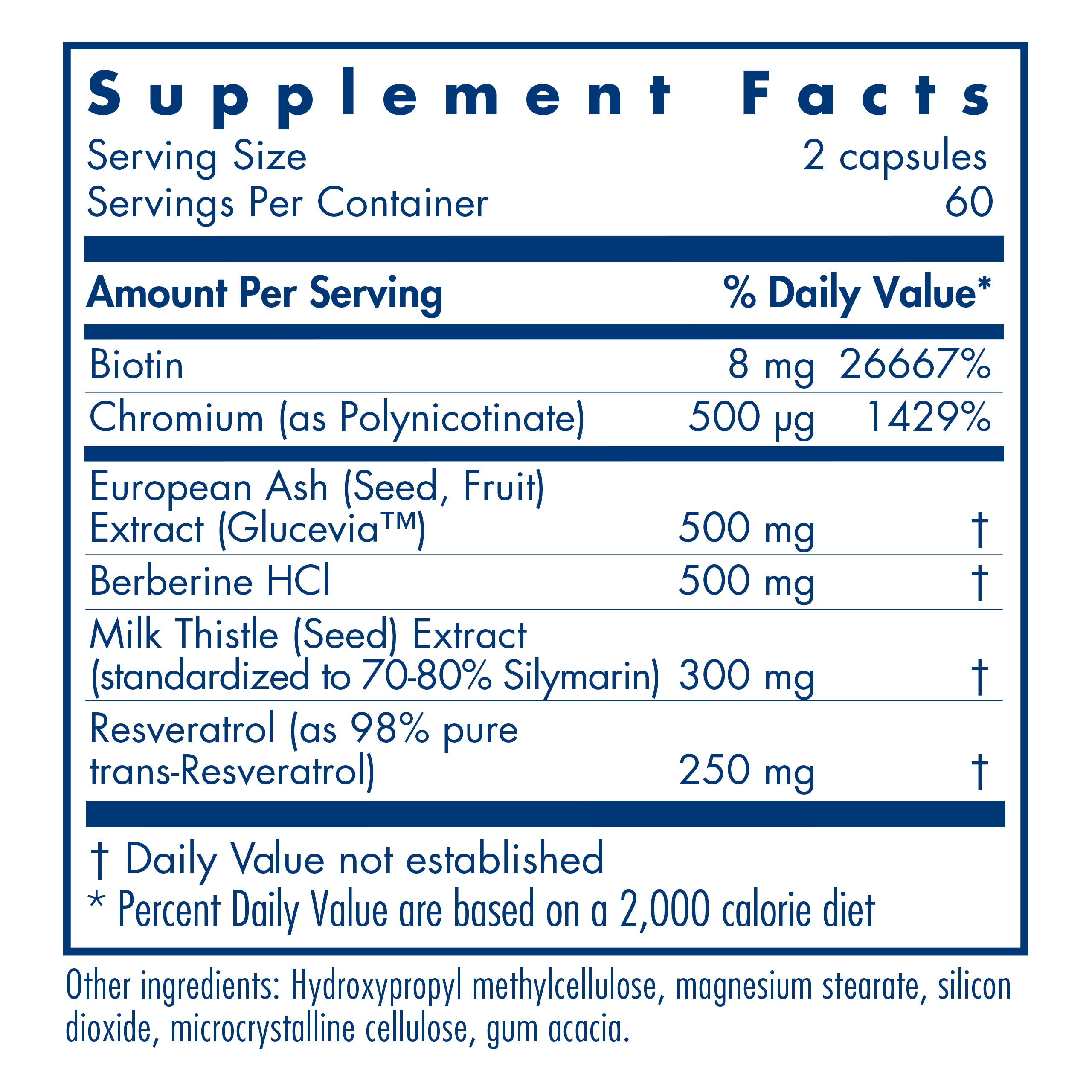 Tabela Nutricional Glucose Tolerance II 120 vegetarian capsules