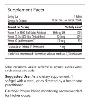 Tabela Nutricional Vitamin D3 Complete 5000 IU Softgels