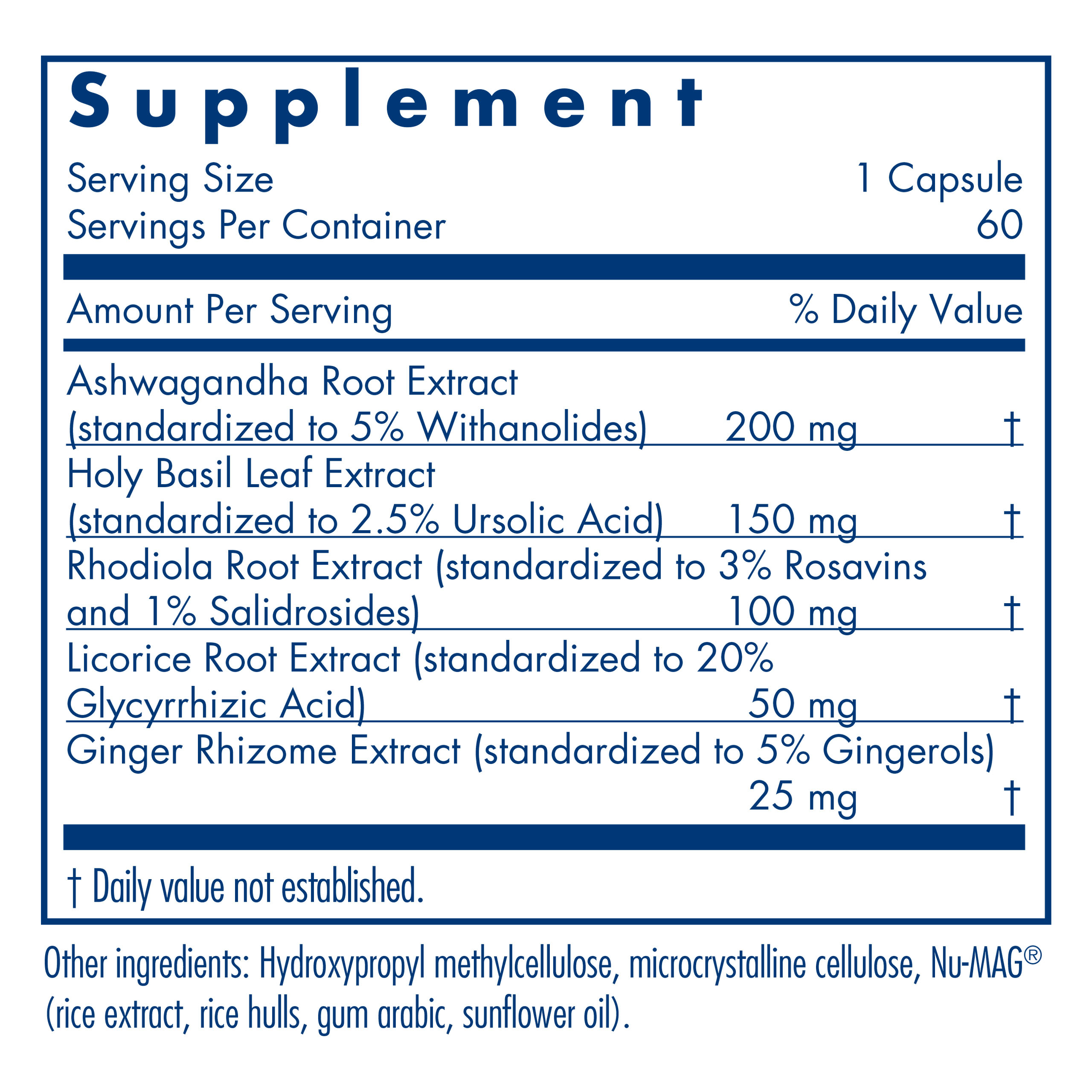 Tabela Nutricional Herbal Adapt 60 Vegetarian Capsules