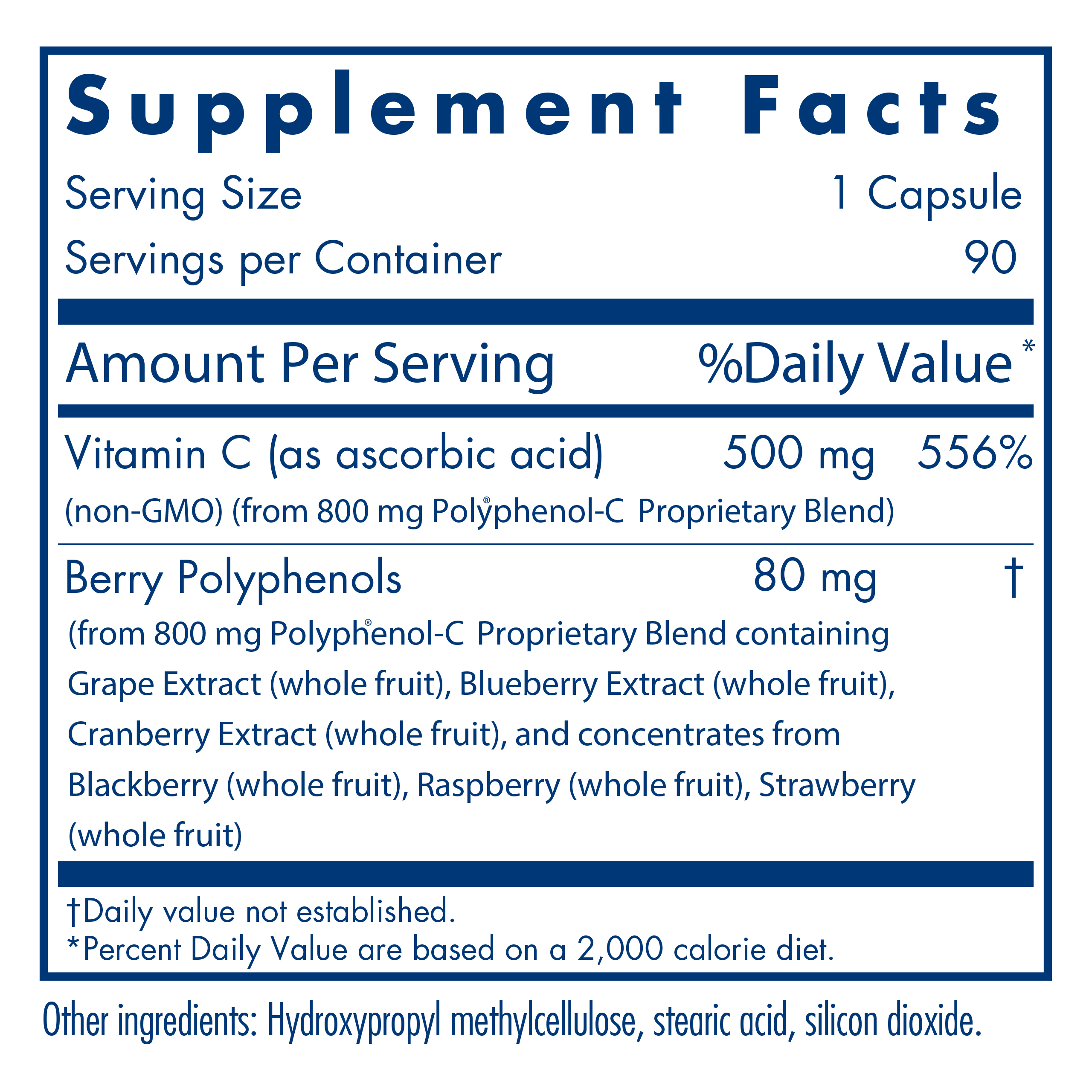 Tabela Nutricional Polyphenol-C® 500 90 Vegetarian Capsules
