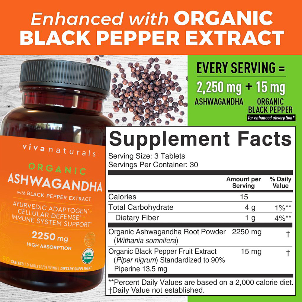 Tabela Nutricional Organic Ashwagandha with 90 capsules