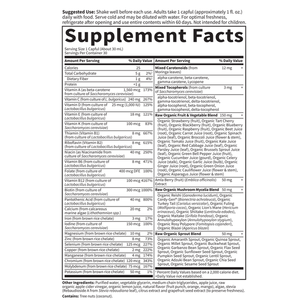 Tabela Nutricional Vitamin Code Multivitamin Orange Mango - (900ml) Liquid